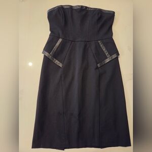 Super Cute Black Strapless Dress With Leather Details